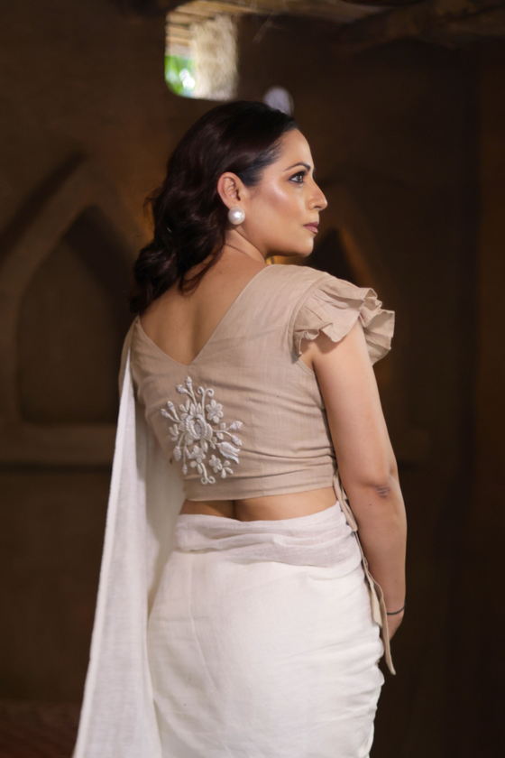 Ivory White Saree