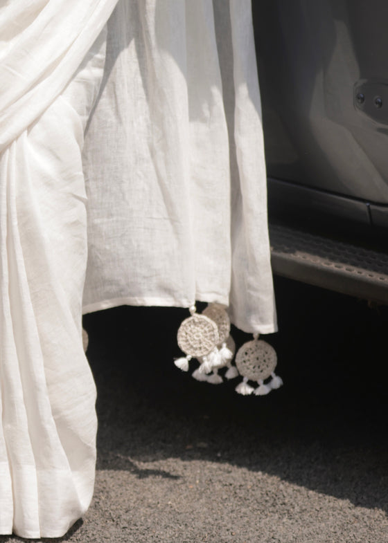 Ivory White Saree