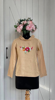  BEIGE FLORAL EMBROIDERED TOP