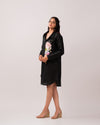 Black Floral Garden Shirt Dress