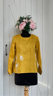  MUSTARD TOP WITH PEARL EMBROIDERY