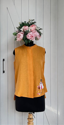  ORANGE EMBROIDERED SLEEVELESS TOP